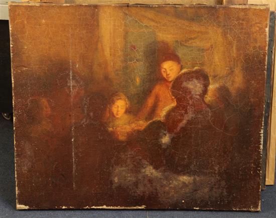 William Shackleton (1872-1933) Figures around a table 20 x 24in. unframed